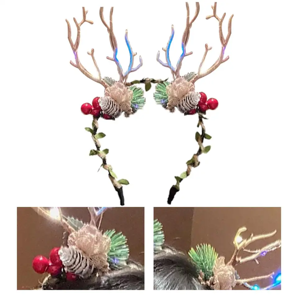 Fascia Con Corna Di Renna Marrone – Accessorio Natalizio Per Bambini E Adulti, Cosplay E Feste, 32x22 Cm