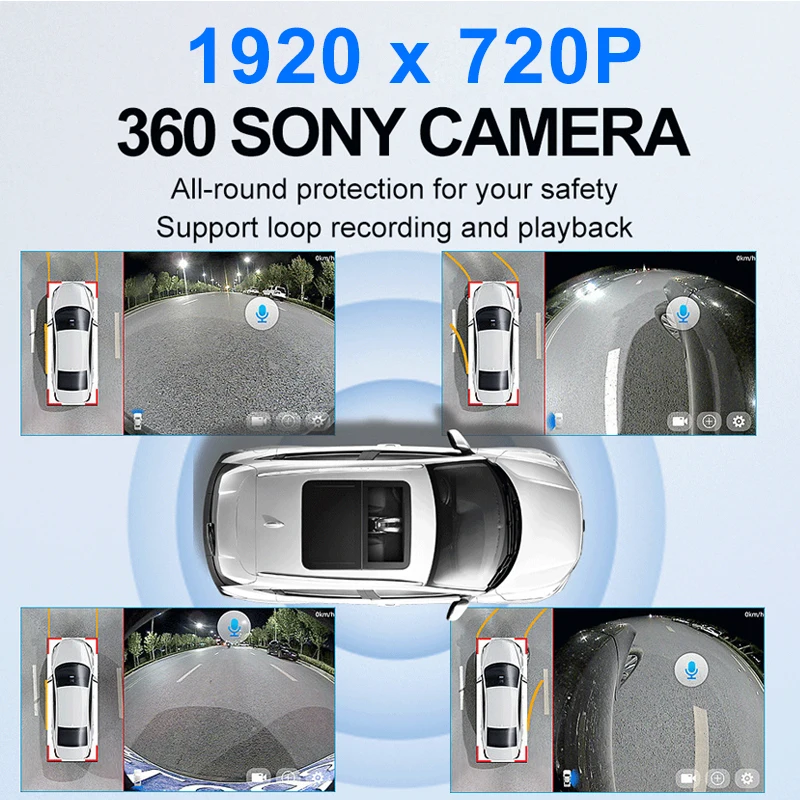 Car 360 &deg; Panoramic Camera 1080P Rear/Front/Left/Right Accessories Android Screen Radio Multimedia Player