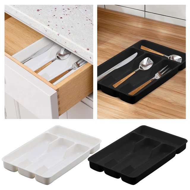 Flatware Tray Kitchen Utensil Drawer Organizer with Lid and Drainer  Container