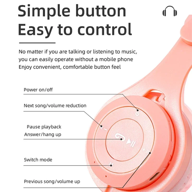Macarone Wireless Bluetooth Headphones HIFI Surround Sound Foldable Laptop Headsets with Mic For Children