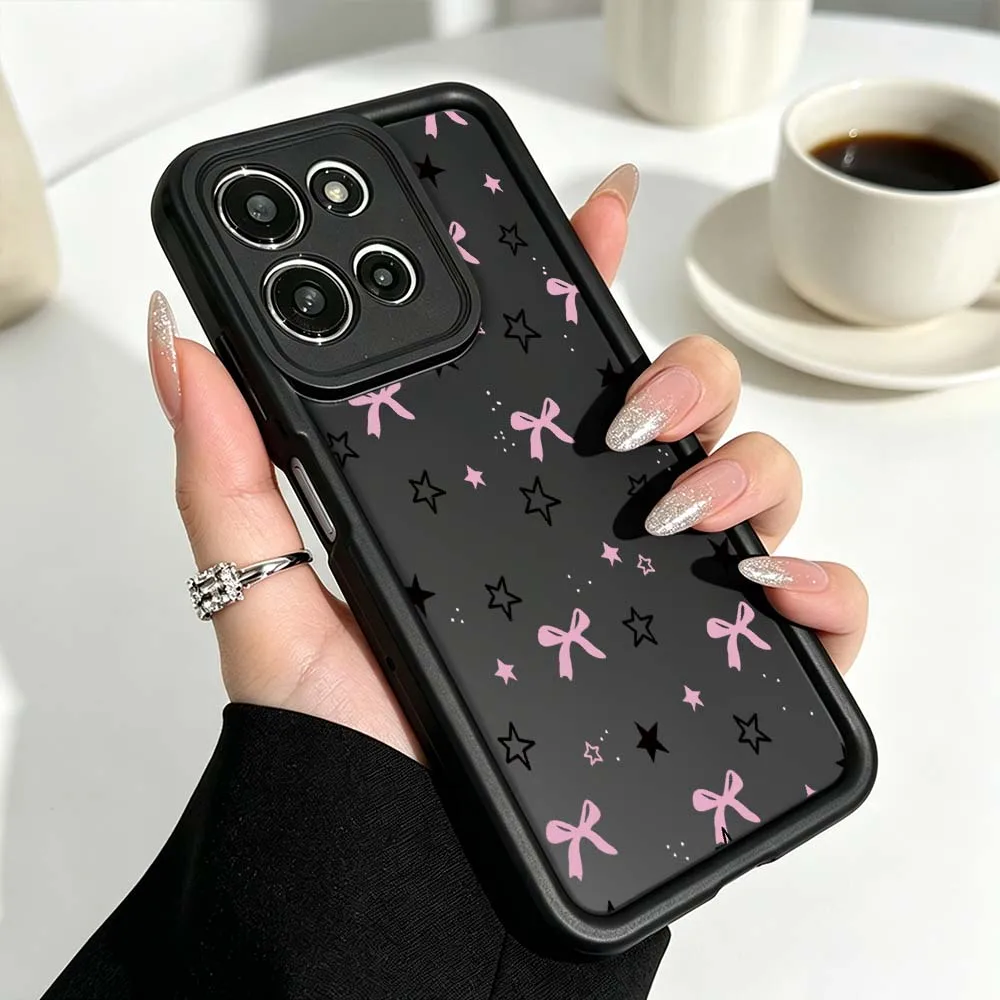Star Bow Heart Pattern Phone Case Cover with Fusion Eye Ladder Design