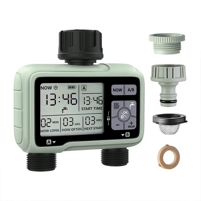 Super Timing System 2-Outlet Water Timer Precisely Watering Up Outdoor Automatic Irrigation Fully Adjustable Program 5