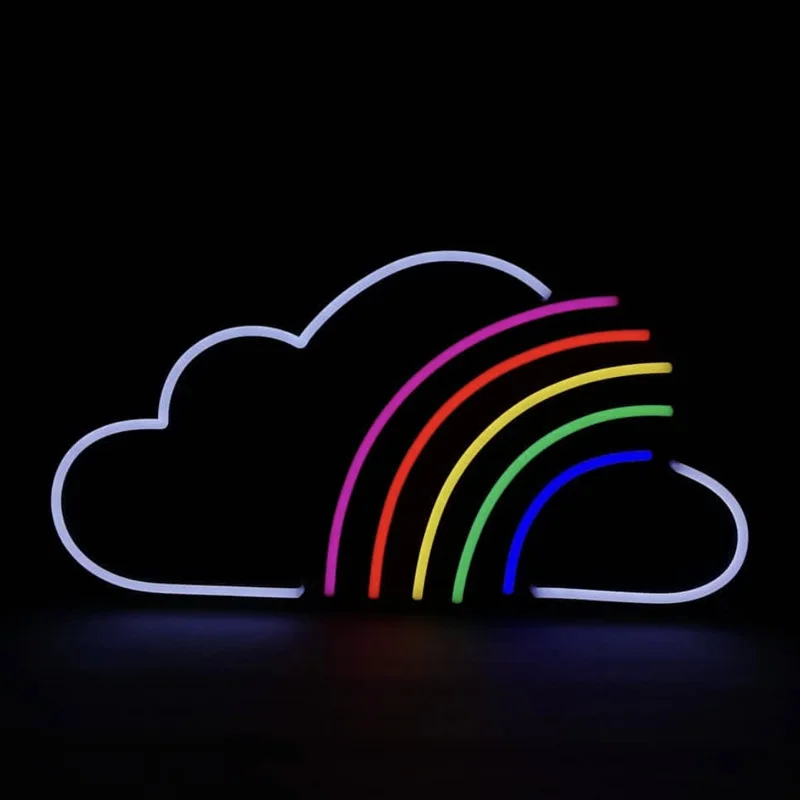 Cloudy Rainbow Led Neon Sign Bedroom Home Party 12V Acrylic Neon Light CutePattern Dimmable Family Neon Led Lights Wall Decor personalized wedding customization neon sign lover s gift family name design plug powered outdoor decor waterproof led lights