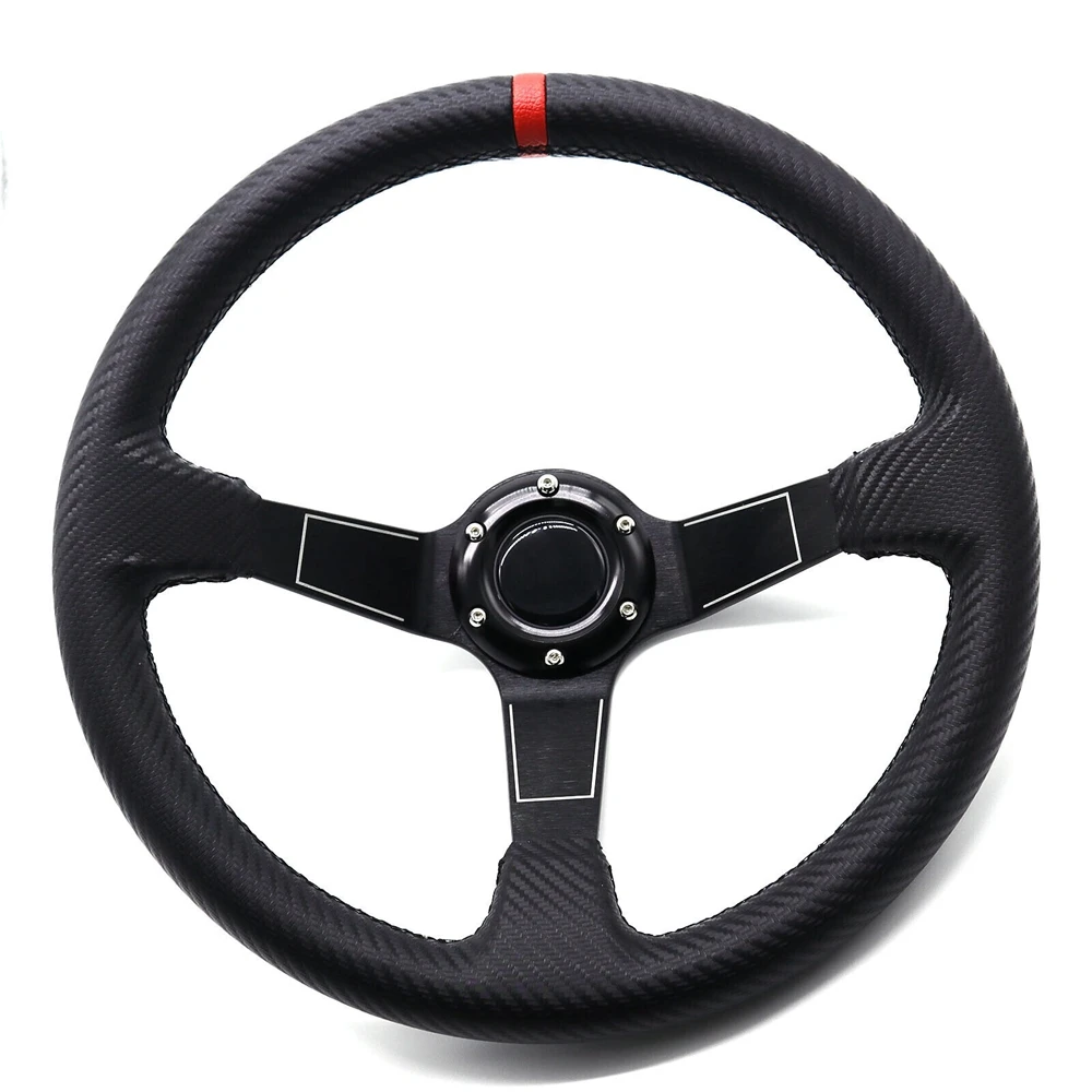 

14Inch Deep Dish MOMO Steering Wheel Car Rally Racing Carbon Leather JDM Steering Wheel Volantes For VW HONDA TOYOTA BMW Nissan