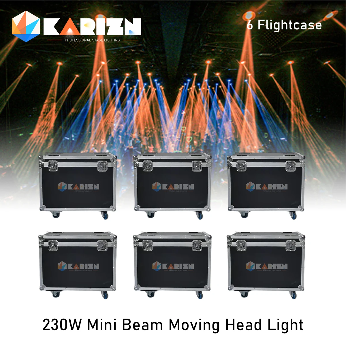 0 Tax 6 Pcs Fly Case Per Mini Sharpy 230W Beam 7R Lyre 7R Moving Head Light Beam 230W Sharpy Stage Lights 230W 7R Beam Wash Spot