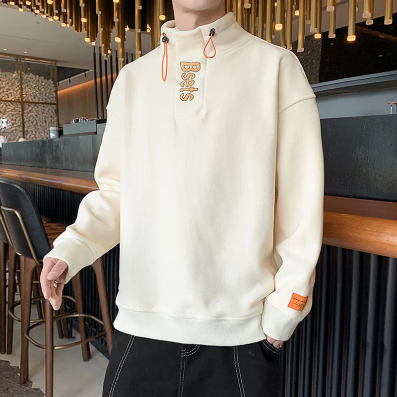 Autumn Winter New Korean Fashion Stand Collar Loose Casual Sweatshirt Female Add Velvet Warm Top Women All-match Thick Pullovers