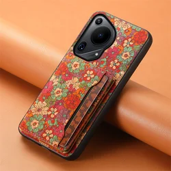 Floral Design Leather Magnetic Wallet Phone Case with Holder and Back Cover for Mate 70 Pro (Summer)