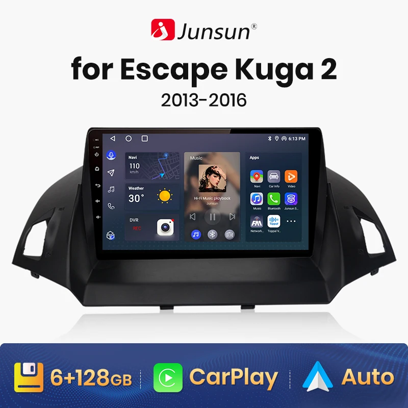 Junsun V1 AI Voice Wireless CarPlay Android Auto Radio for Ford Kuga Escape 2013-2016 4G Car Multimedia GPS 2din autoradio