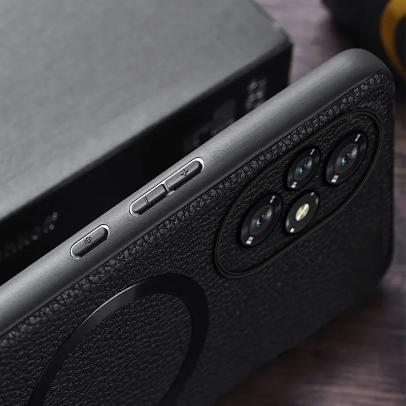 Luxury Lichee Pattern PU Leather Magnetic Silicone Protective Case