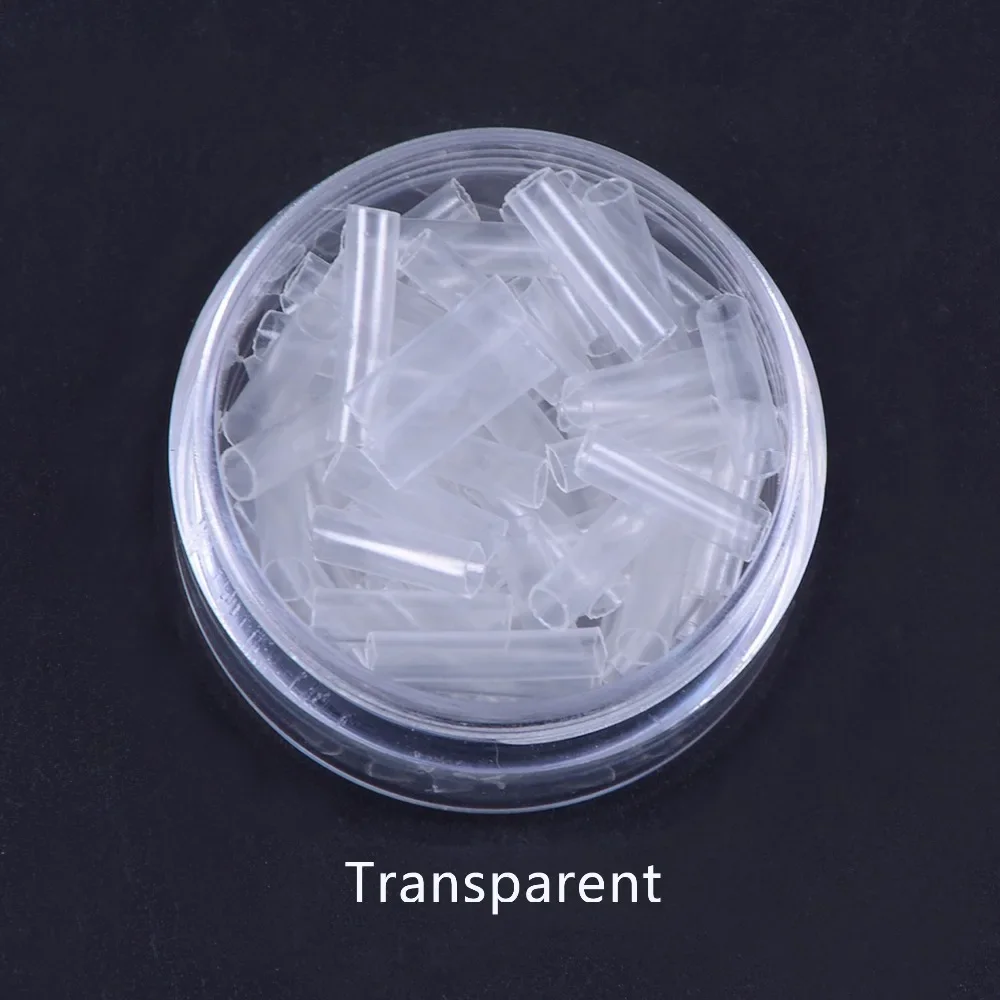 1000개 10mm 접착제 없는 헤어 익스텐션용 열수축 튜브 헤어 익스텐션용 퓨전 블랙/투명 튜브