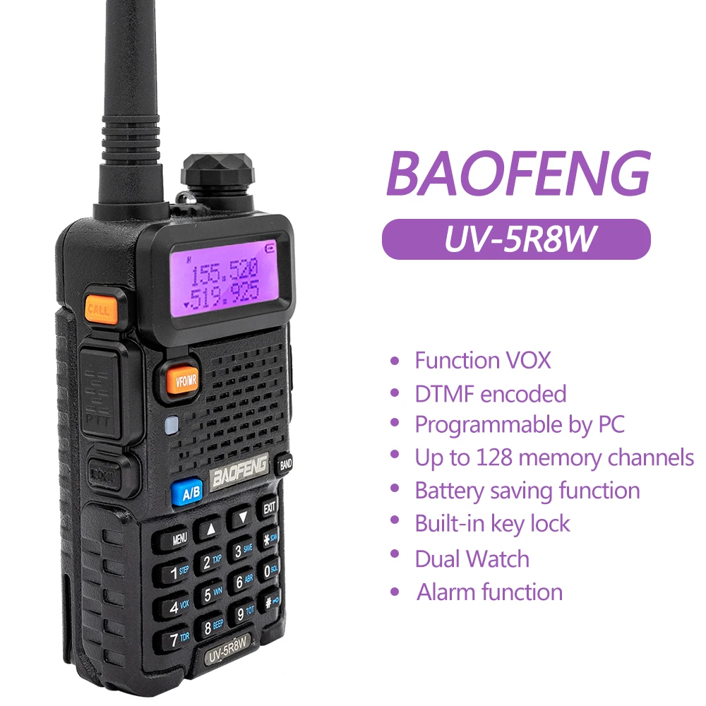 Baofeng Walkie Talkie UV 5R 5W 8W Dual Band Ham Two Way Radio Vhf Uhf FM Radio Handheld Transceiver Hunting 16KM 5