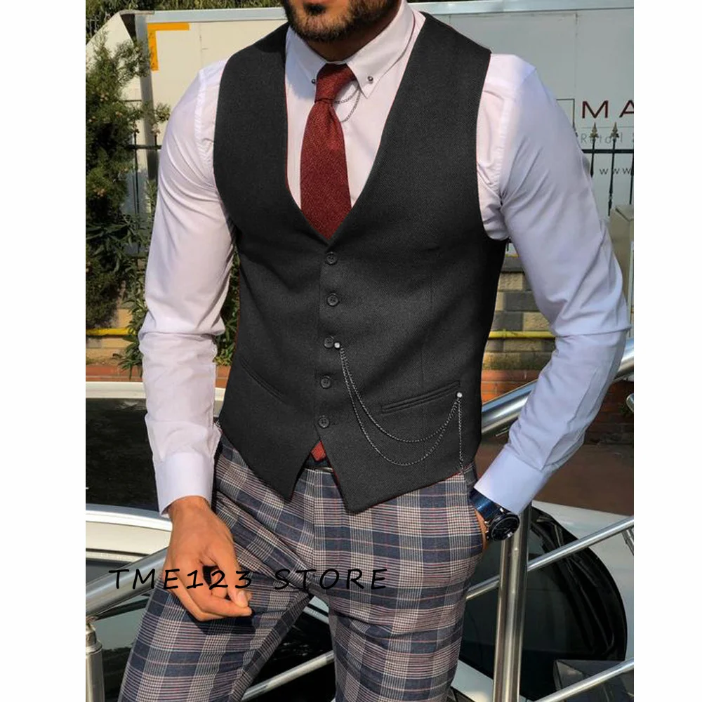 Men's Serge Casual Vest Formal Man Ambo Steampunk Suit Male Vests for Men Elegant Suits Waistcoat Gilet Jackets Mens Working