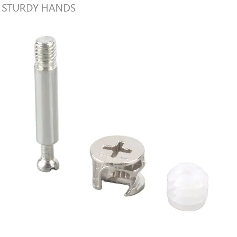 50pcs Wooden furniture 3-in-1 connector screws eccentric nut Fixed fasteners kitchen Cabinet Wardrobe Connecting Hardware tools