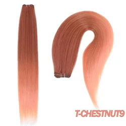 Premium 32 - Inch Bone Straight Dark Brown Synthetic Hair Bundles - Heat Resistant, Soft Hair Weaving - 30inches 200gram (T - CHESTNUT9)