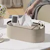PU Leather Tissue Box With Storage Rack Home Decor Paper Holder Napkin Holder For Office Table, Countertop, Night Stand & More 3