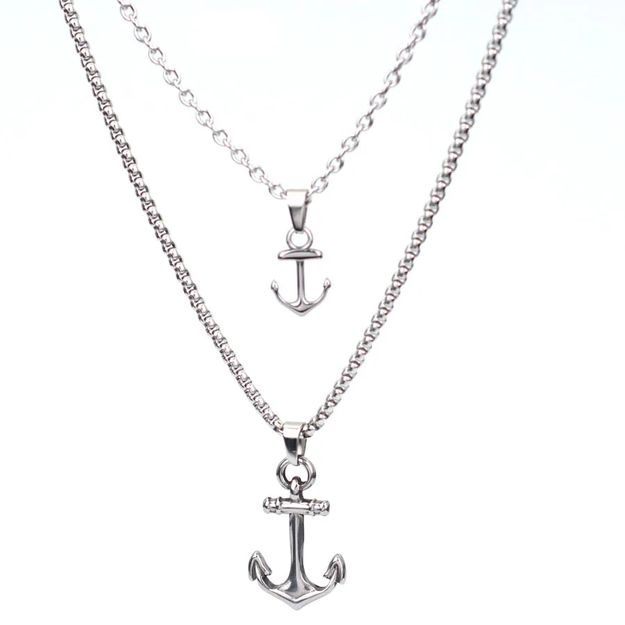 Stainless Steel Anchor Pendant Necklace for Men