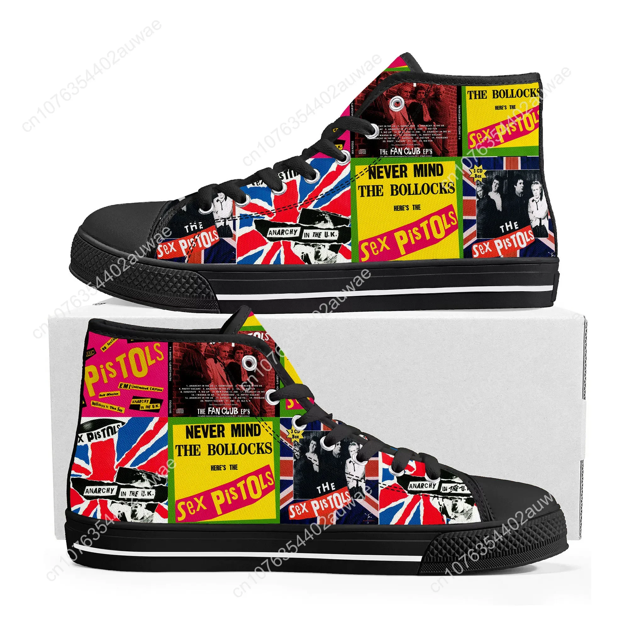 Sex Pistols Punk Rock Band High Top High Quality Sneakers Men Women Teenager Canvas Sneaker Casual Couple Shoes Custom Shoes