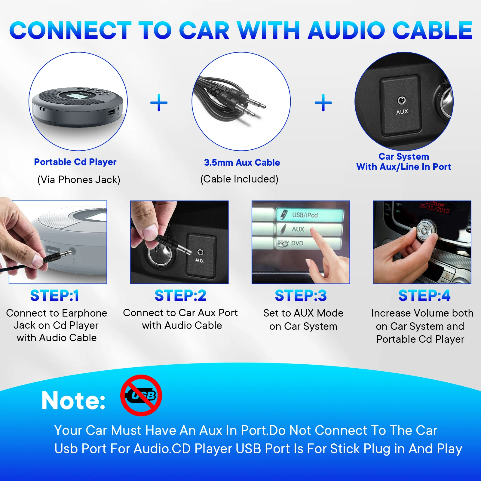 Bluetooth cd player portable rechargeable discman with speakers and headphones walkman cd player with USB bluetooth transmitting portable cd player