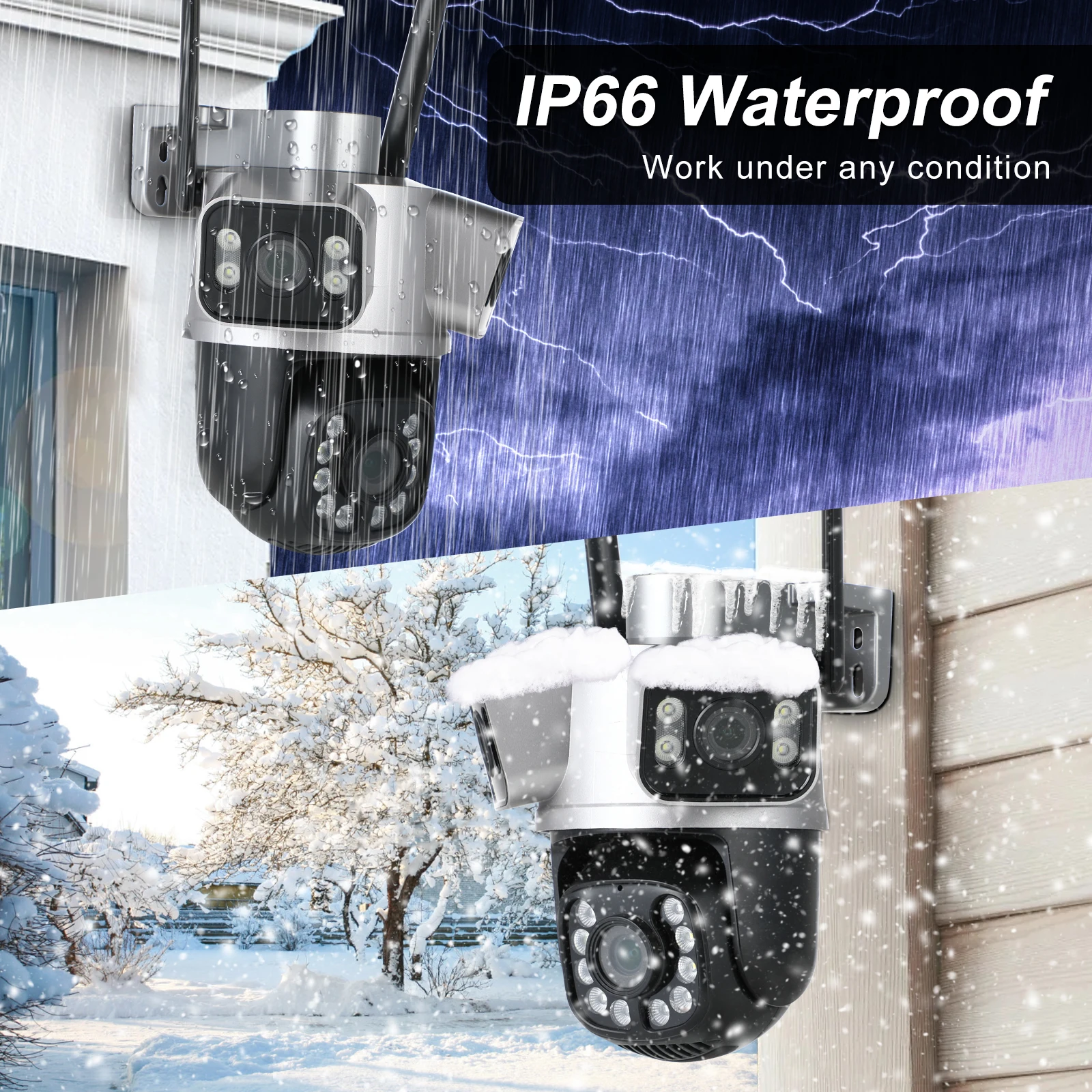 كاميرا مراقبة واي فاي 6K 12 ميجابكسل، 3 عدسات 3 شا...