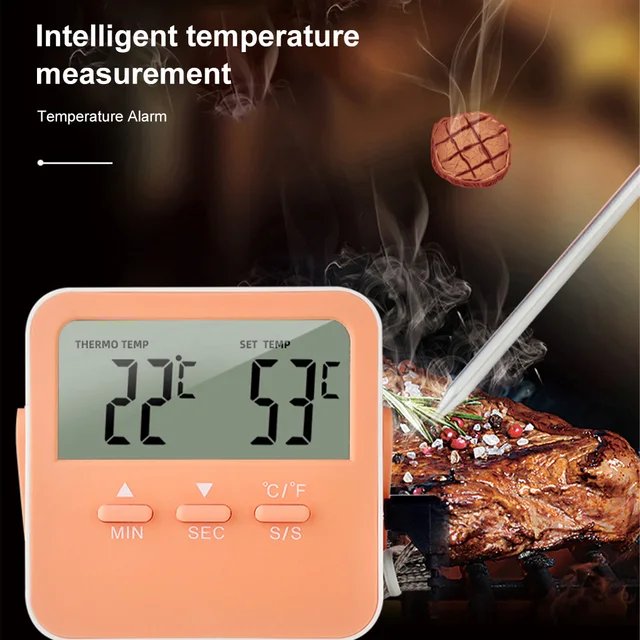 1/2/3/5 Barbecue Hőmérő 0,1 ℃ Piknik Grill Sütés Hőmérséklet Mérő Időzítő 304 Rozsdamentes Acél Szonda Húsmérő Kültéri - Image 5