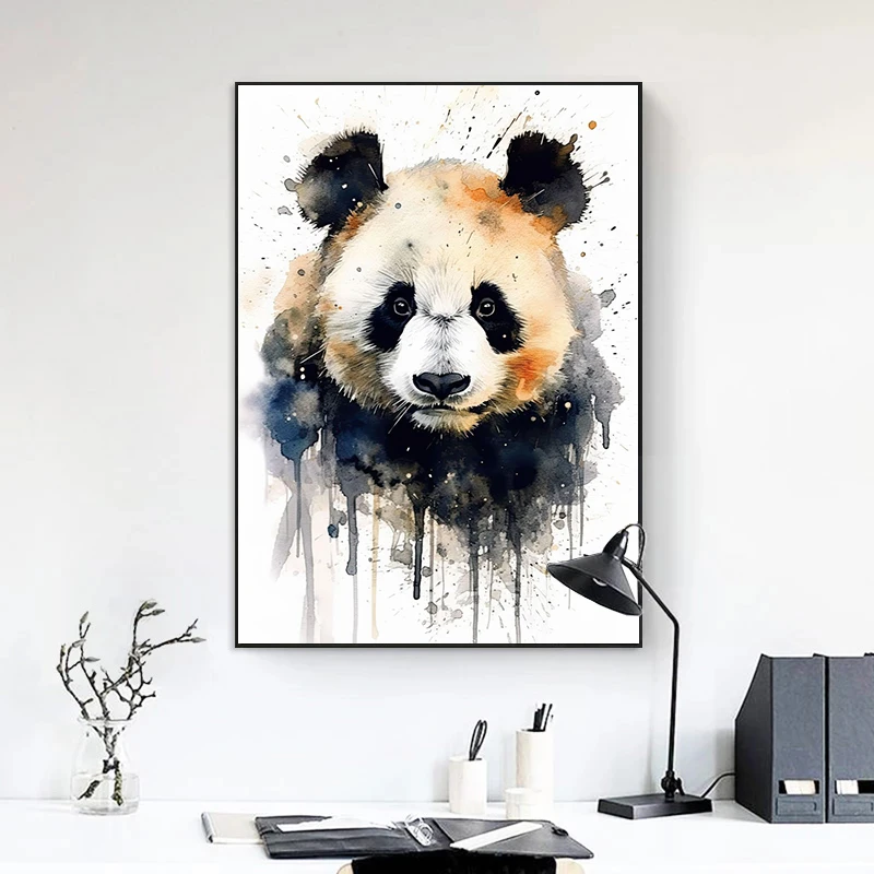 Watercolor Animal Portrait Tiger Lion Frog Parrot Panda Wolf Deer Canvas Painting Wall Art Poster and Print Picture Room Decor