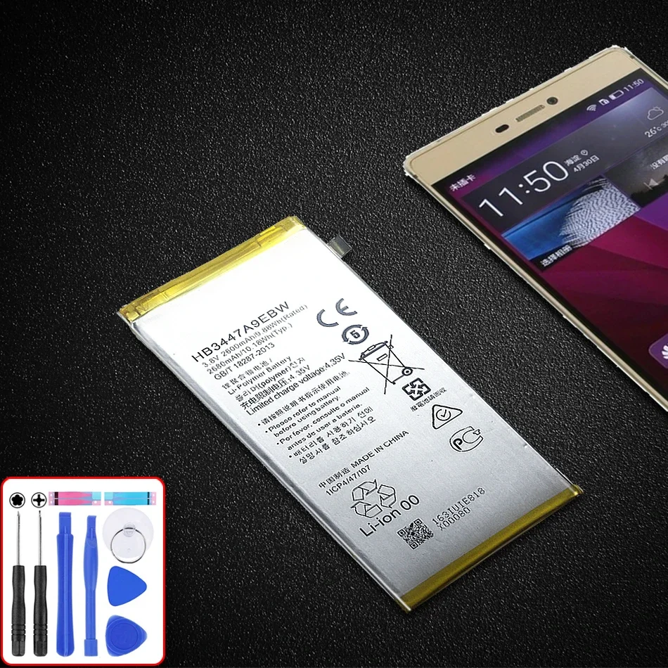 

100% новый HB3447A9EBW 2680 мАч аккумулятор для Huawei Ascend P8 GRA-L09/UL00/CL00/TL00/TL10/UL10 батареи + Инструменты