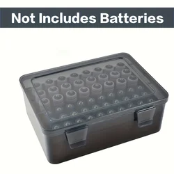 Transparent Battery Organizer Box with Foam Grooves for Easy Storage - Holds Up to 54 Batteries (AA & AAA) (Black)