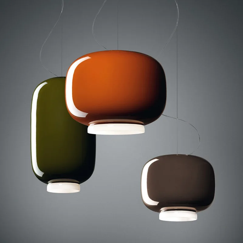 

Italian Minimalist Orange Glass Single Meal Pendant Lamp LED Lighting Warm White Living Room Interior Decoration Hanging Fixture