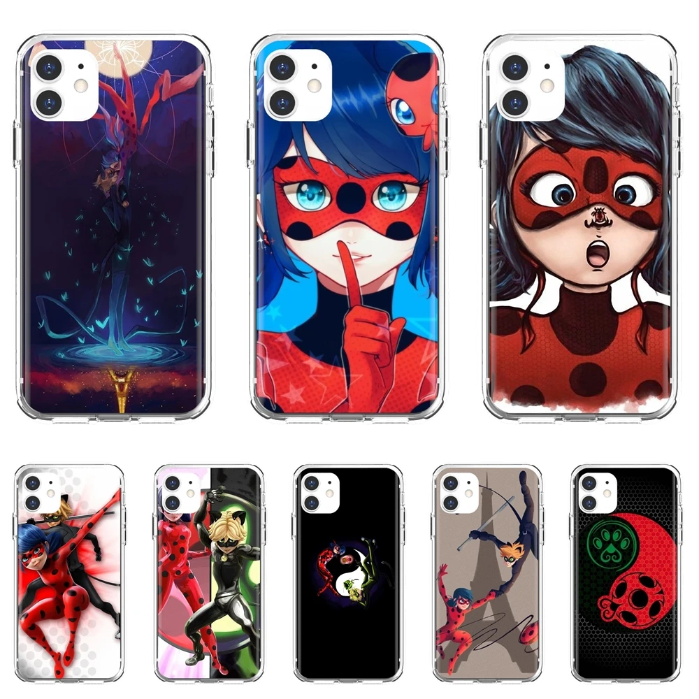 For iPhone 10 11 12 13 Mini Pro 4S 5S SE 5C 6 6S 7 8 X XR XS Plus Max 2020 Miraculous-Tales-Of-Ladybug-And-Cat-Noir Soft Covers case for iphone 13 pro 