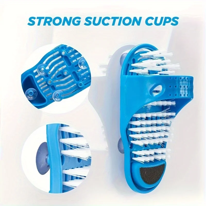 2Pc Shower Foot Cleaner Scrubber Massager Shoe Bathroom Bathing Foot Wash Brush Foot Rasps Remova Dead Skin Exfoliating Slippers 4