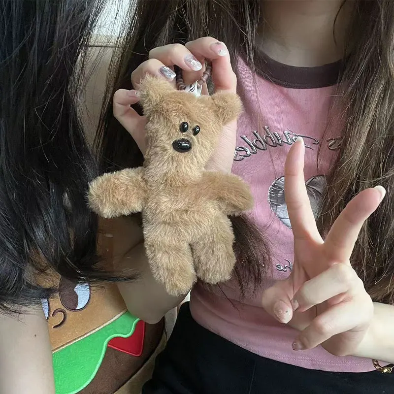 Teddy Bear Squeak Portachiavi Ciondolo Cartoon Cute Plush Doll Toy Kawaii Soft Farcito Bag Charms Decorazioni Per Regalo Per Bambini