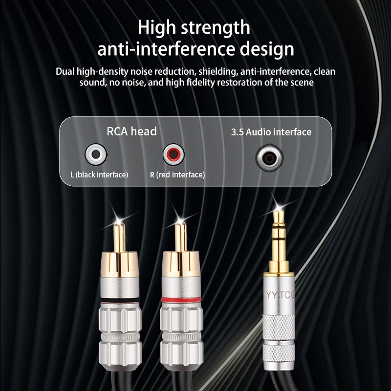Premium HiFi Stereo Audio Cable - 3.5mm to Dual RCA for Amplifiers & Home Theater Systems