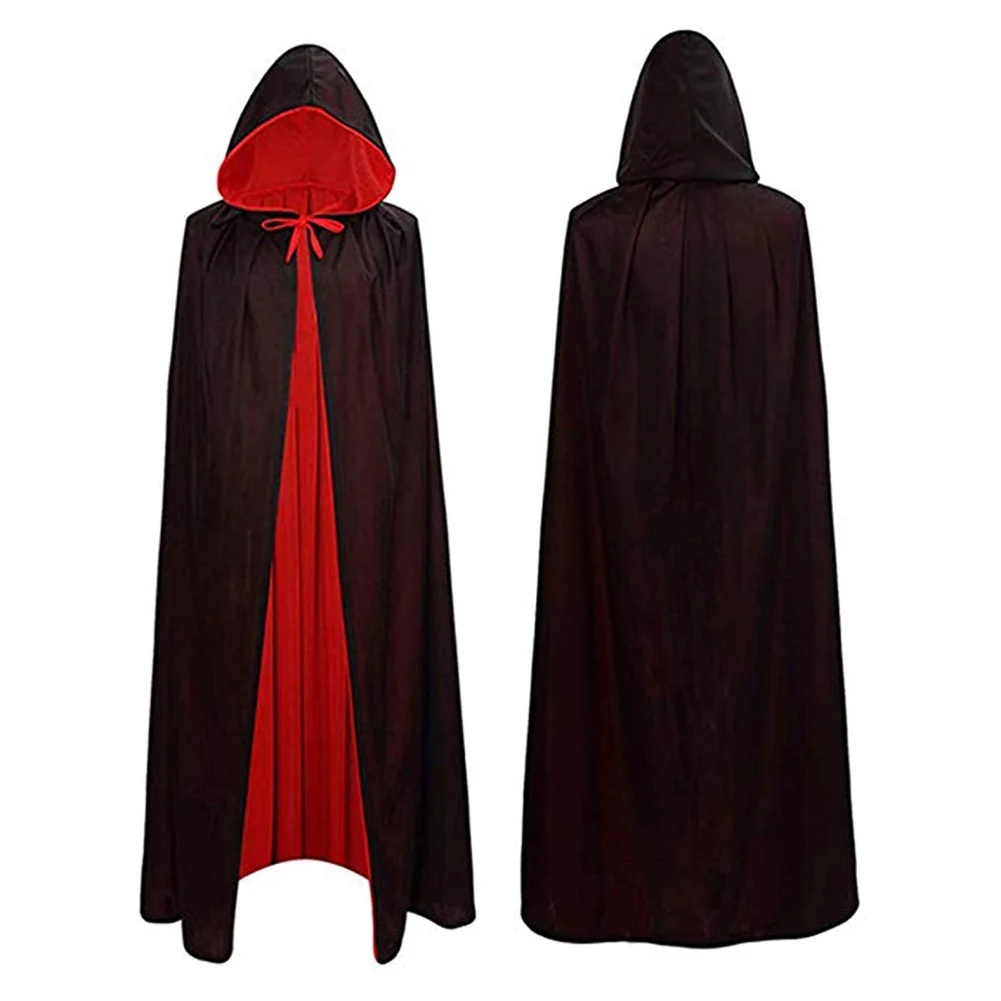 

Reversible Hooded Cape Cloak Unisex Vampire Costume for Halloween Dracula Theme Party Animate Cosplay Props Black and Red