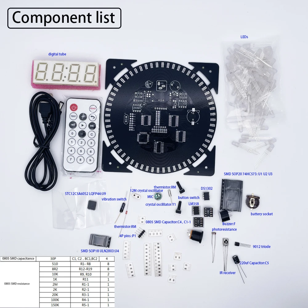 diy kit de relógio eletrônico com caso led tubo digital data semana temperatura diy kit solda projeto para adultos