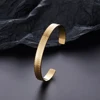 Stainless steel olive leaf pattern C-shaped opening adjustable bracelet, engraved wheat ear pattern men's gold-plated jewelry 1