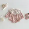 6672 Baby Clothes 2025 Autumn New Korean Baby Girl's Triangle Jumpsuit Long Sleeve Lace Doll Collar Climbing Clothes.