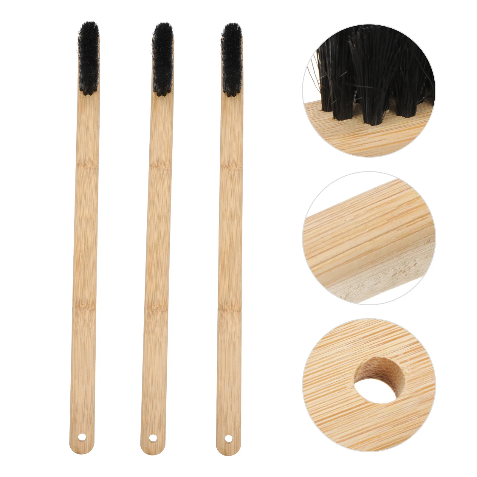 

3 Pcs Car Cleaning Brush Tire Washing Tool Soft-bristled Rim Wheel Engine Bamboo Handle Hub