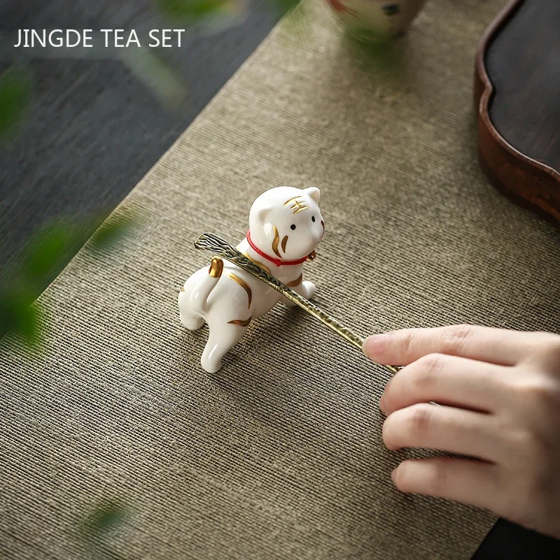 Chinese Ceramics Animal Statue Tea Table Decoration Cute Little Tiger Tea Pet Ornaments Desktop Handmade Crafts Tea Set Supplies