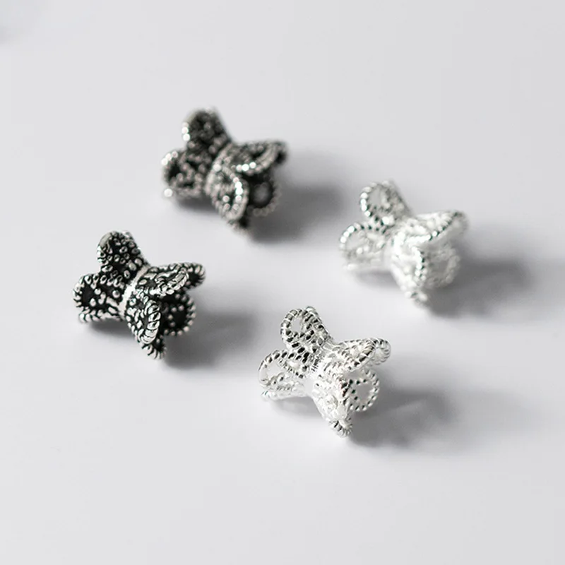 

2pcs/Lot S925 Silver Hollow Double Heads Bead Caps Spacer 6x6mm Earrings Bracelets Separation End Cap Covers DIY Jewelry Finding
