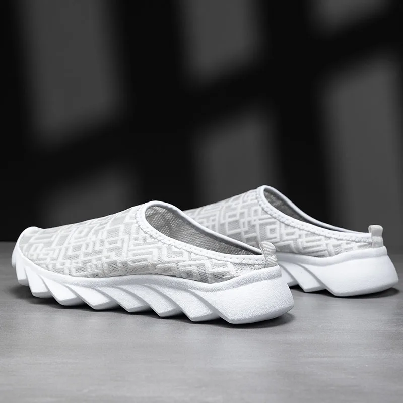 Women's Casual Shoes Slip-on Half Slippers Couple Breathable Mesh Lightweight Sports Shoes Casual Ladies Footwear Sneakers