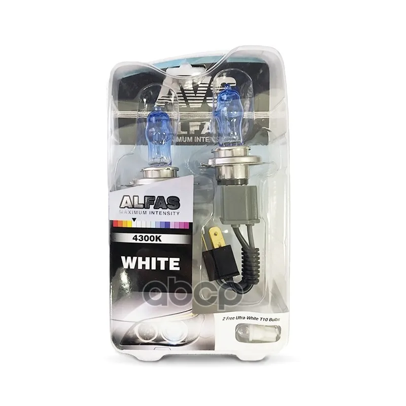 Газонаполненные лампы AVS ALFAS Maximum Intensity 4300K H4 12V 75/85W комплект 2+2 (T-10) шт. арт. A07235S |