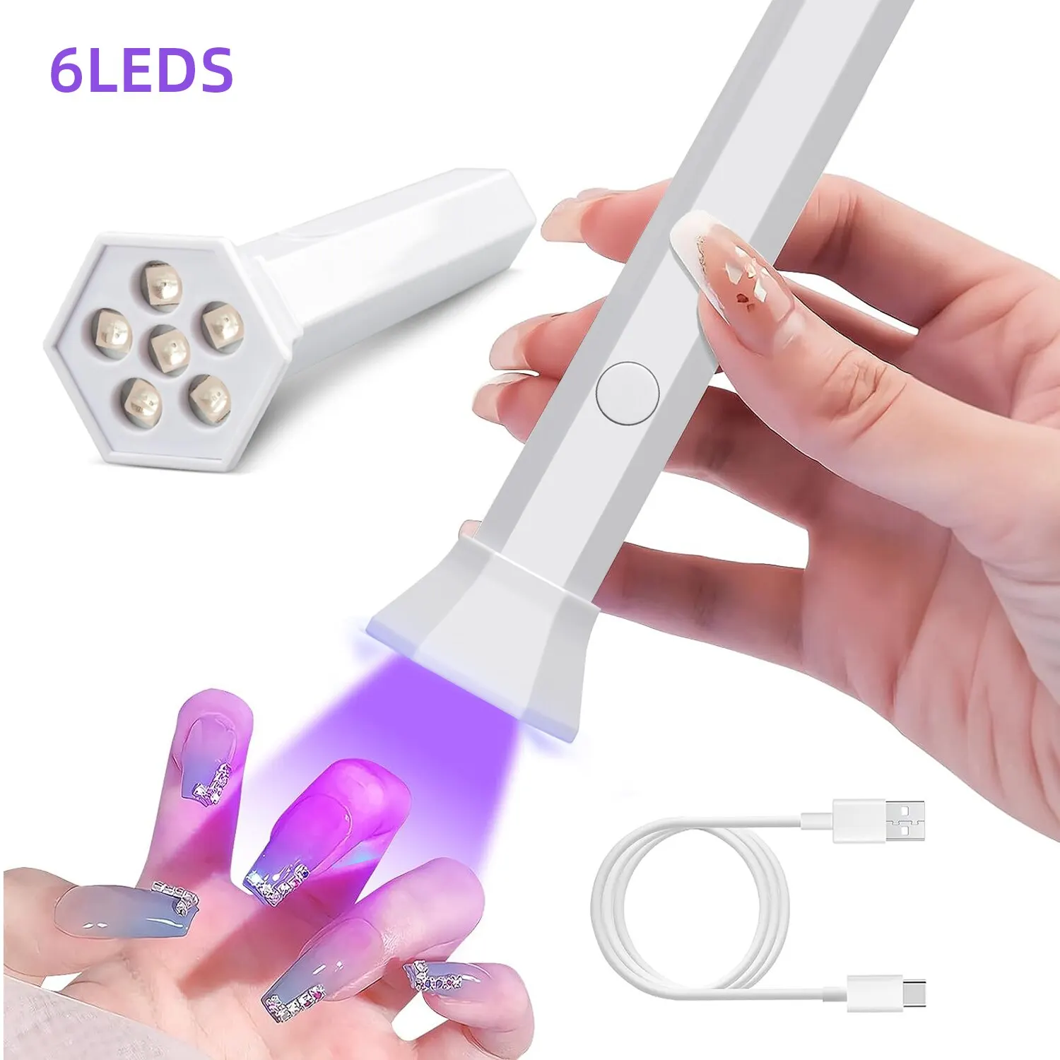 Compact LED Nail Dryer Lamp for Gel Polish - USB Rechargeable Quick Dry Manicure Tool