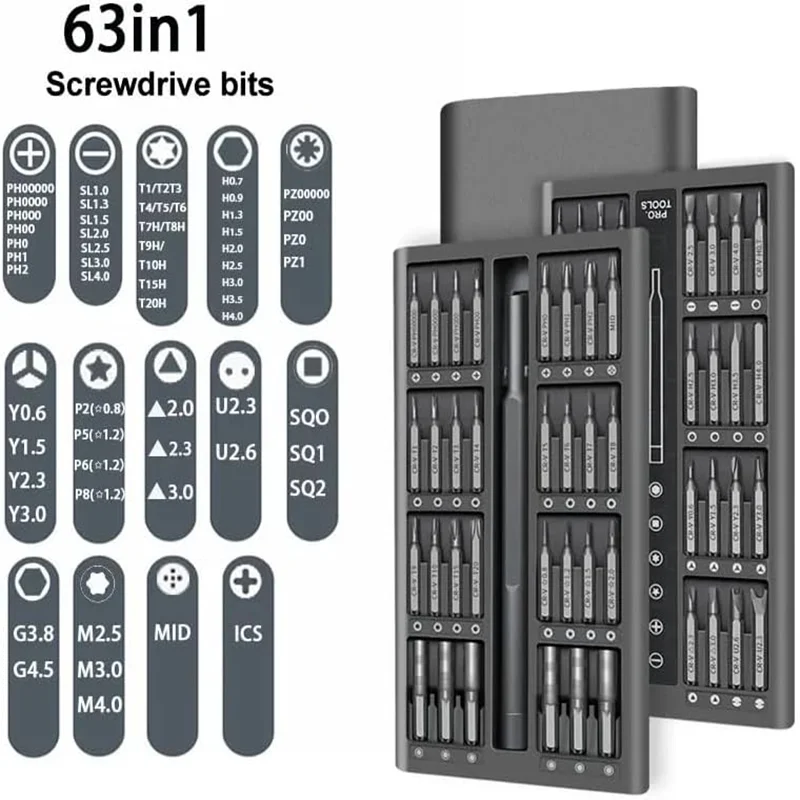 Small Screwdriver Set, 63 in 1 Precision Screwdriver Set, iPhone Repair Tool Kit with Case Screwdriver Set for Electronics 2