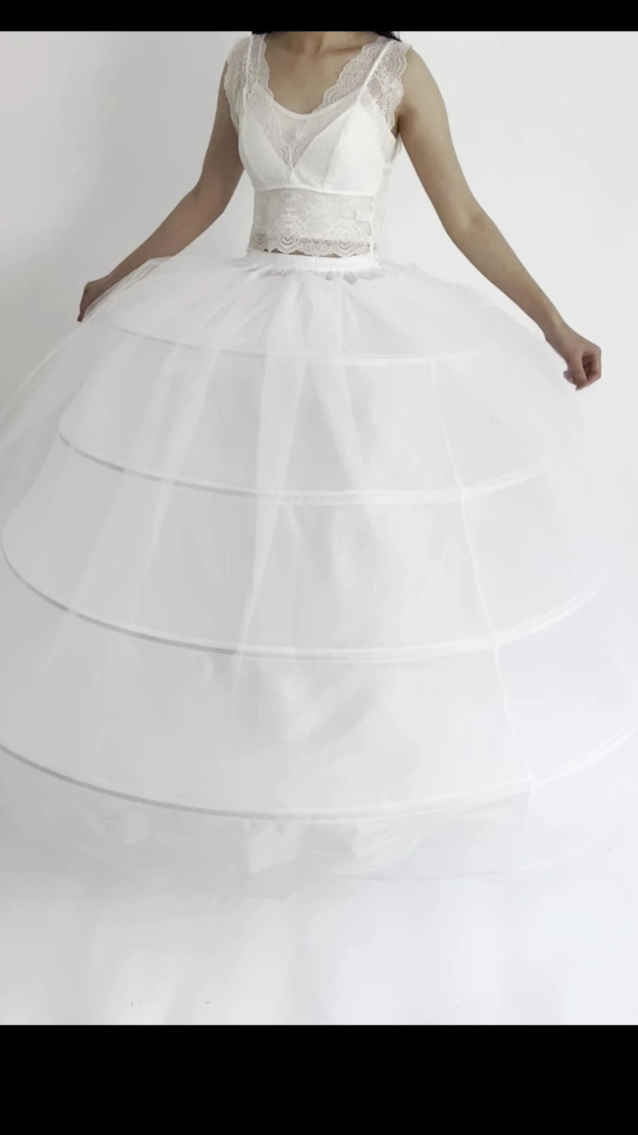 Jupon Cerceau Sous Robe Femme Jupon Crinoline Blanc Pour Robe De Mariée - Cercle 37.4 Pouces, Taille Ajustable 40-80cm Traine Amovible Mariage