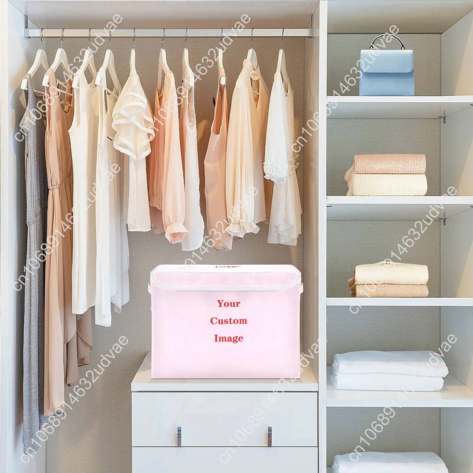 Customize Plus Size Storage Bin With Lid Fabric Organizer Box Handle Foldable Basket For Book Clothes Toy Nursery Bedroom Closet
