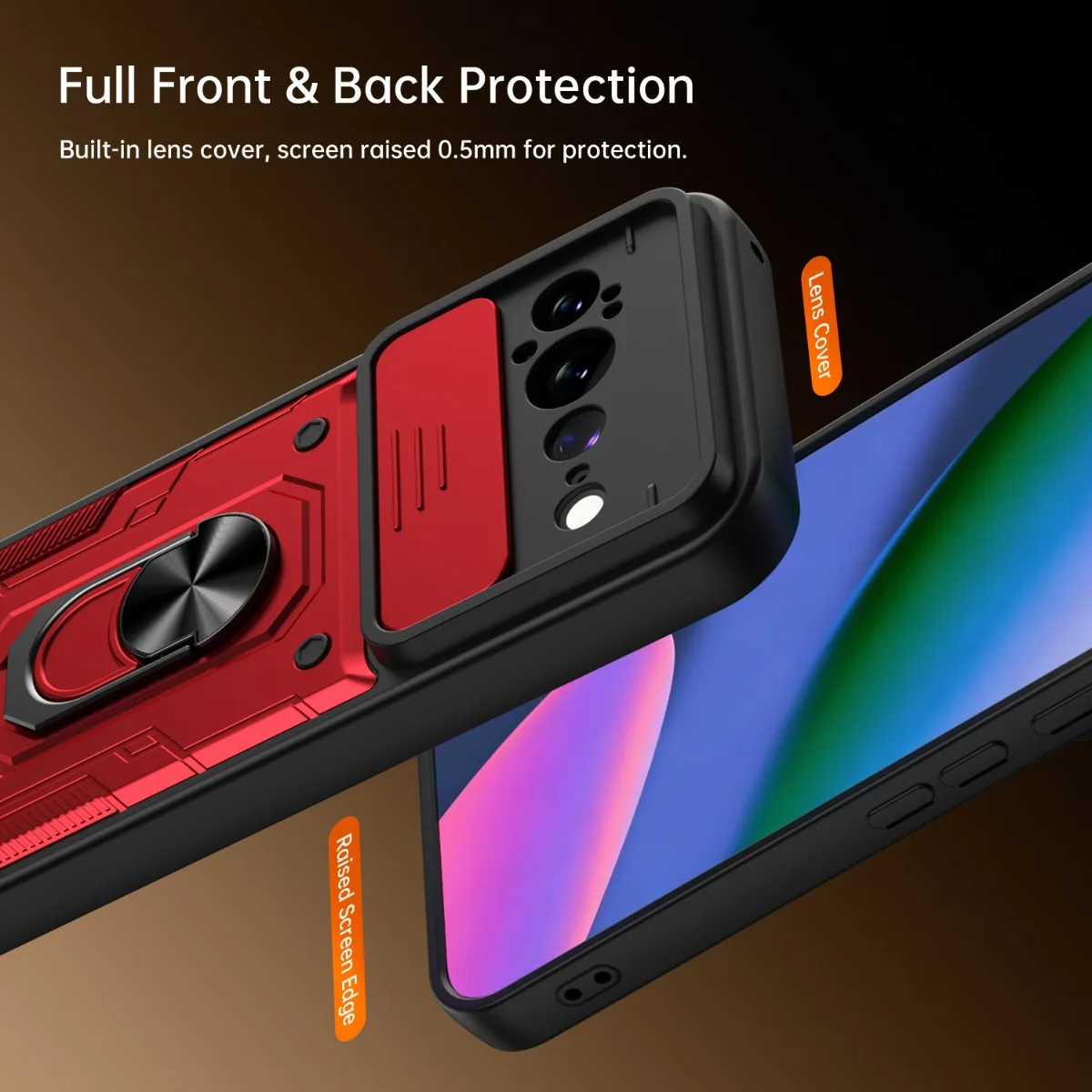 Ultimate Shockproof Magnetic Phone Case with Camera Lens Protection & Ring Holder