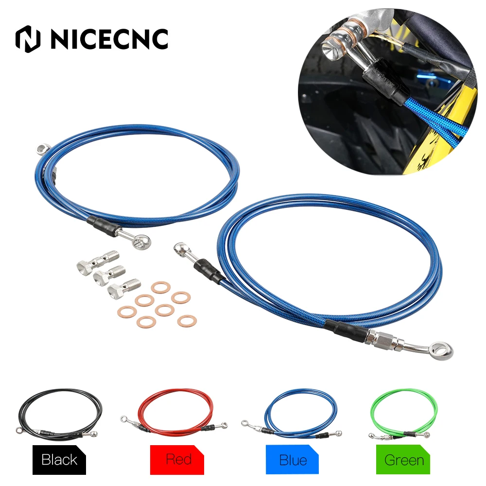 NiceCNC ATV Front Brake Hose Lines 2PCS for Yamaha Raptor 700 2006 2022