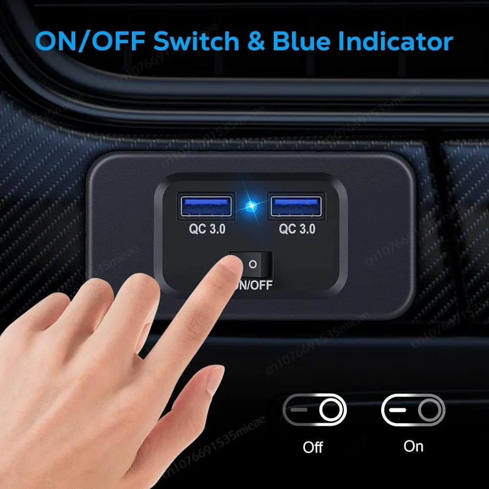 PD 타입-C & 퀵차지 QC3.0 USB-A 포트 패널 벽걸이 차량용 USB 소켓 충전기 RV 해양 보트 오토바이용 전원 어댑터