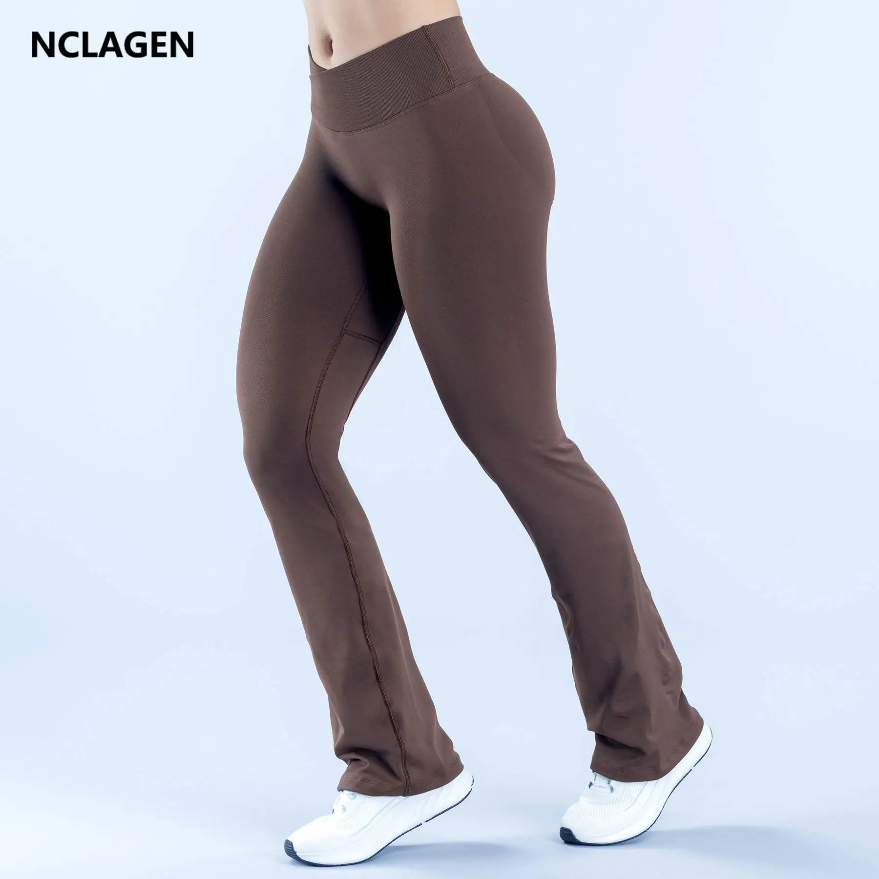 NCLAGEN Vision Flares Leggings Women Sports Gym Clothes Yoga Flared Pants Waist Cross Seamless Fitness Wide-leg Trousers 2