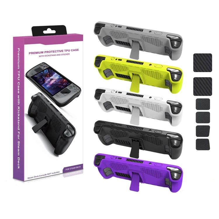 

For Steam deck game console TPU case with stand + touchpad button sticker set